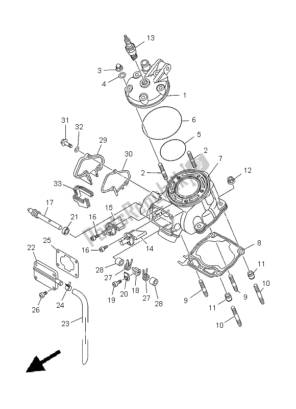 All parts for the Cylinder Head of the Yamaha YZ 125 2013