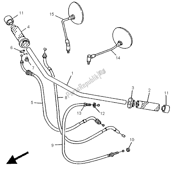 All parts for the Steering Handle & Cable (flat Handle) of the Yamaha XV 535 S Virago 1995