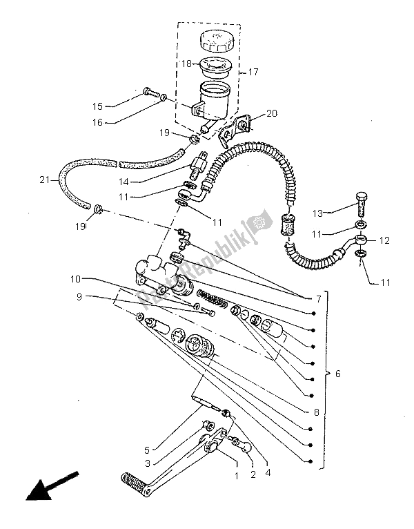 Tutte le parti per il Pompa Freno Posteriore del Yamaha SZR 660 1995