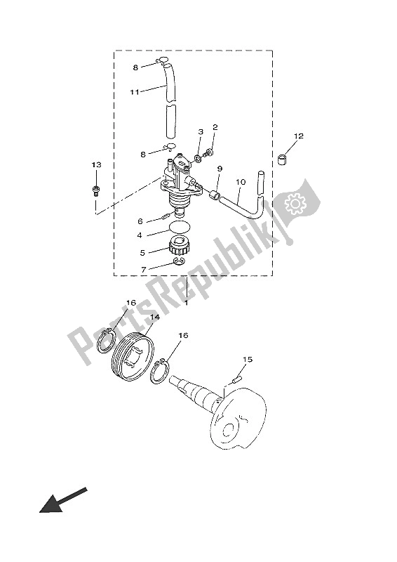 All parts for the Oil Pump of the Yamaha CW 50N 2016