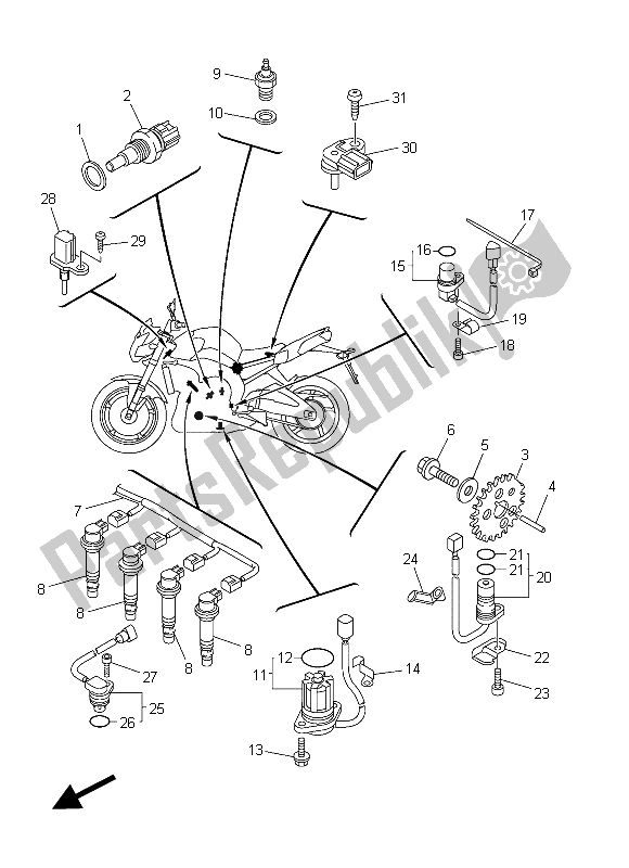 Tutte le parti per il Elettrico 1 del Yamaha FZ8 N 800 2015