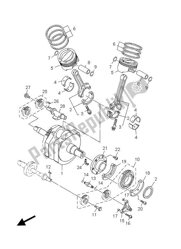 All parts for the Crankshaft & Piston of the Yamaha XV 1900A 2012
