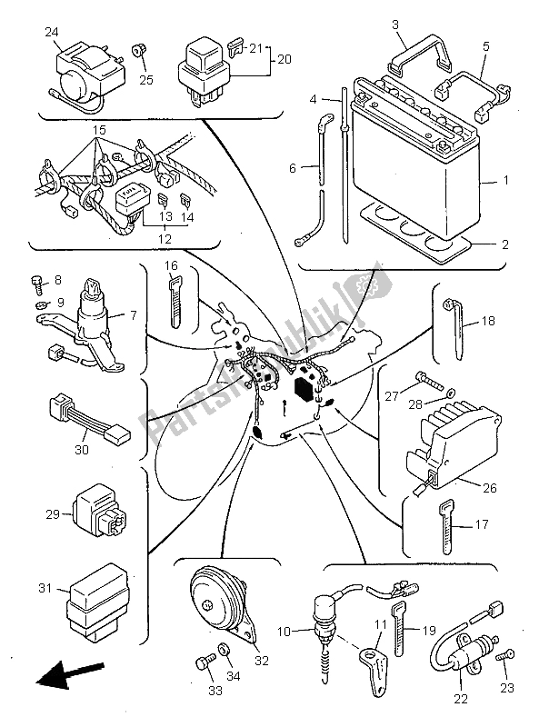 All parts for the Electrical 2 of the Yamaha V MAX 12 1200 1997