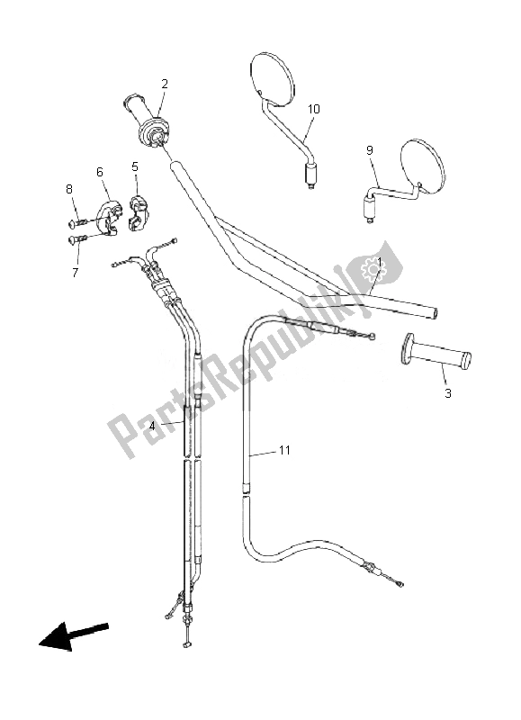 All parts for the Steering Handle & Cable of the Yamaha WR 250R 2010