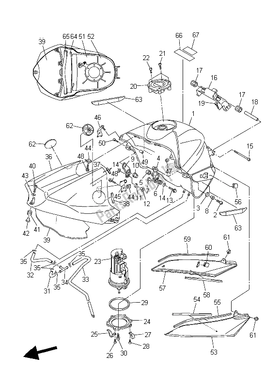 Tutte le parti per il Serbatoio Di Carburante del Yamaha YZF R1S 1000 2006