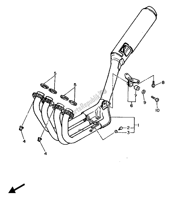 Toutes les pièces pour le échappement du Yamaha FZR 1000 1987