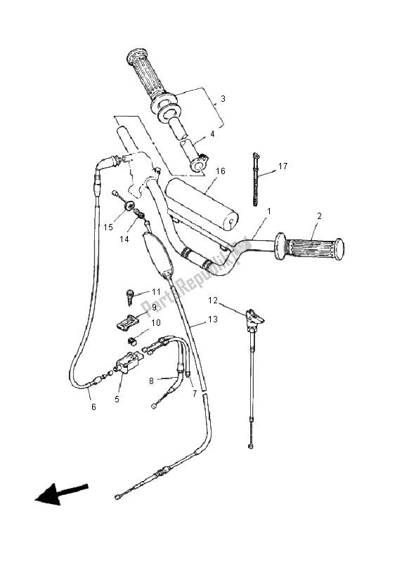 All parts for the Steering Handle & Cable of the Yamaha PW 80 2008
