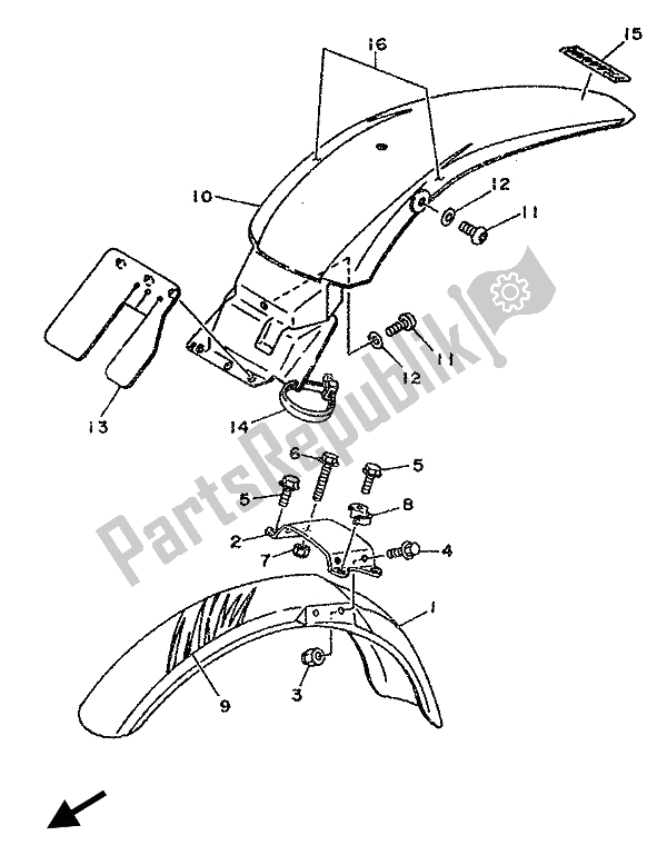 Tutte le parti per il Parafango del Yamaha TY 250Z 1993