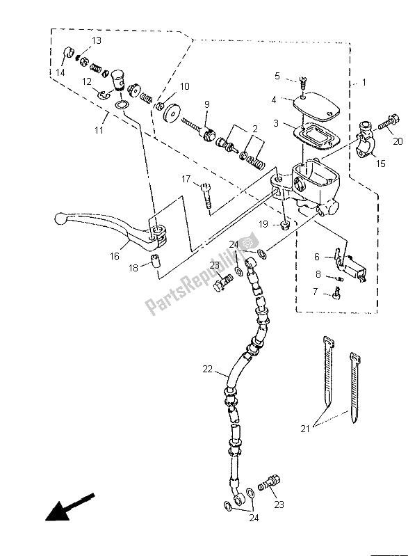 Todas as partes de Cilindro Mestre Dianteiro do Yamaha XJ 600N 1995