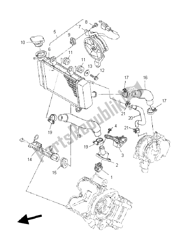 All parts for the Radiator & Hose of the Yamaha T 135 FI Crypton X 2011