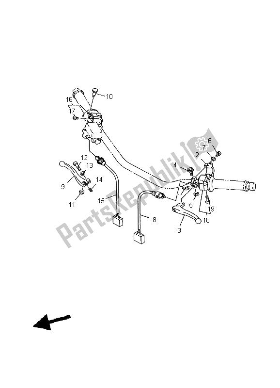 All parts for the Handle Switch & Lever of the Yamaha TDR 125 2002