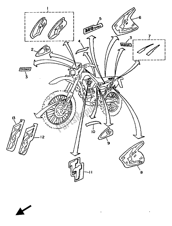 Tutte le parti per il Emblemi del Yamaha TT 600S 1993