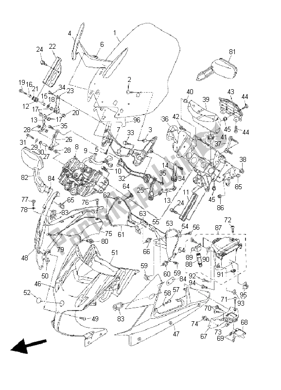 Tutte le parti per il Cowling 1 del Yamaha FJR 1300A 2006