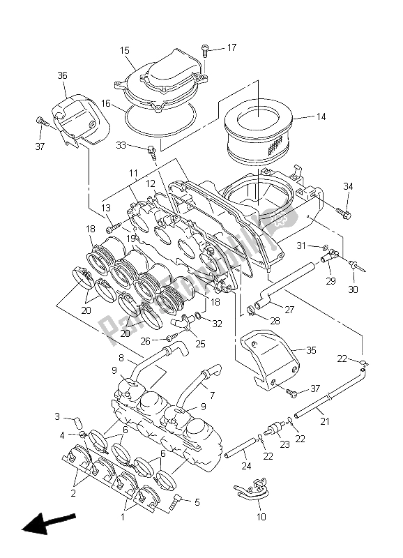 All parts for the Intake of the Yamaha FZS 1000 S Fazer 2004