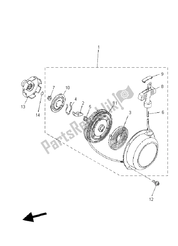 All parts for the Starter of the Yamaha YFM 350 Grizzly 2X4 2008