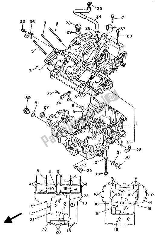 Toutes les pièces pour le Carter du Yamaha FZ 750 Genesis 1989