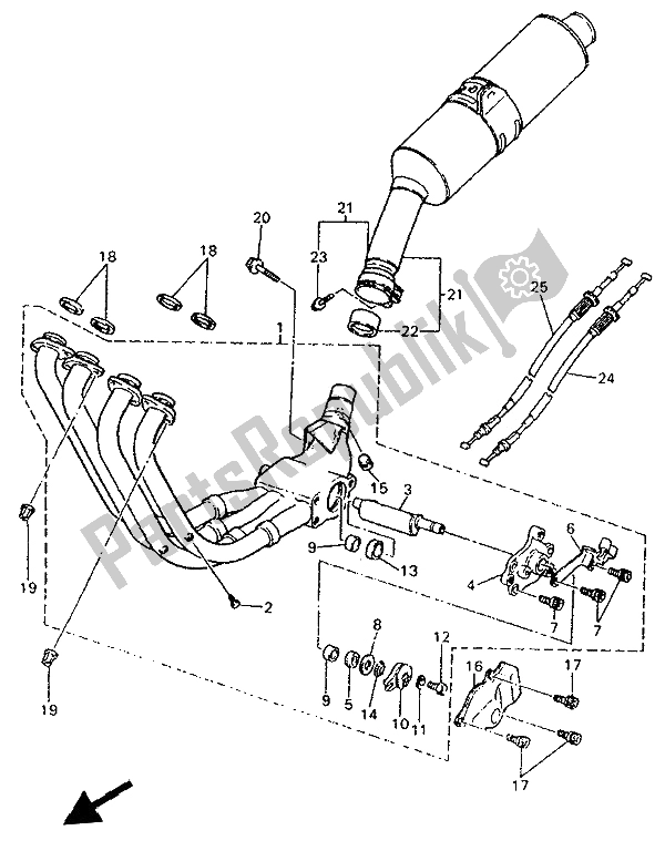 Todas as partes de Escape do Yamaha YZF 750R 1993