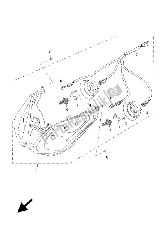 All parts for the Headlight of the Yamaha YP 250R X MAX 2006