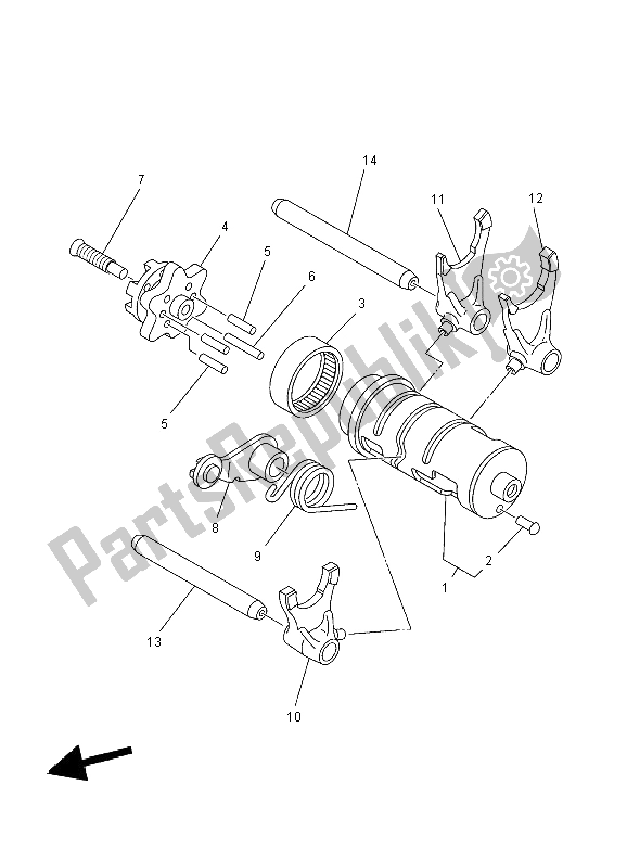 All parts for the Shift Cam & Fork of the Yamaha TW 125 2004