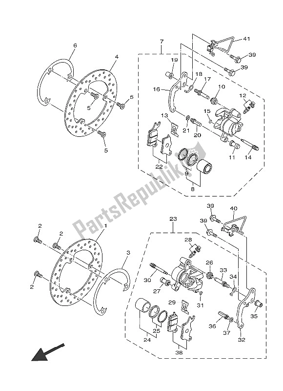 Alle onderdelen voor de Remklauw Voor van de Yamaha MW 125 2016