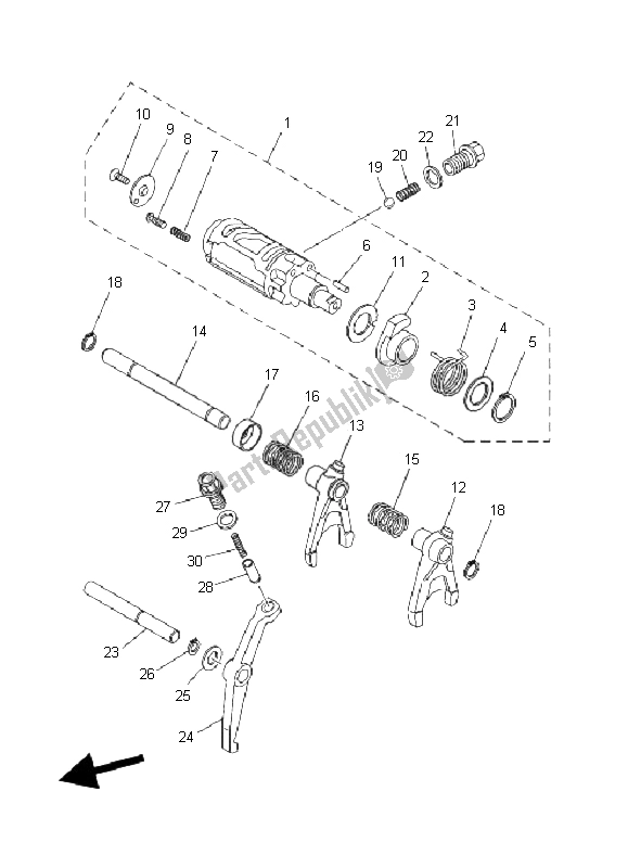 Tutte le parti per il Camma Cambio E Forcella del Yamaha YFM 660 FA Grizzly 2005