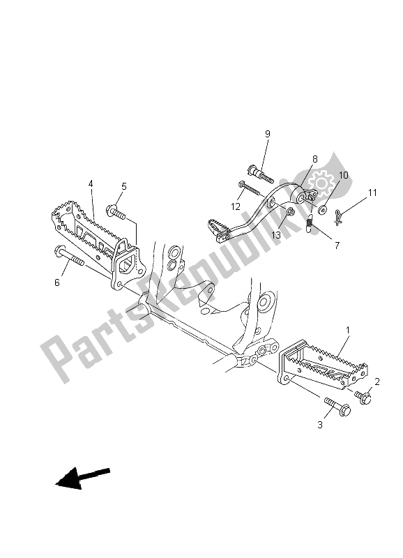 All parts for the Stand & Footrest of the Yamaha YFZ 450R SE 2010