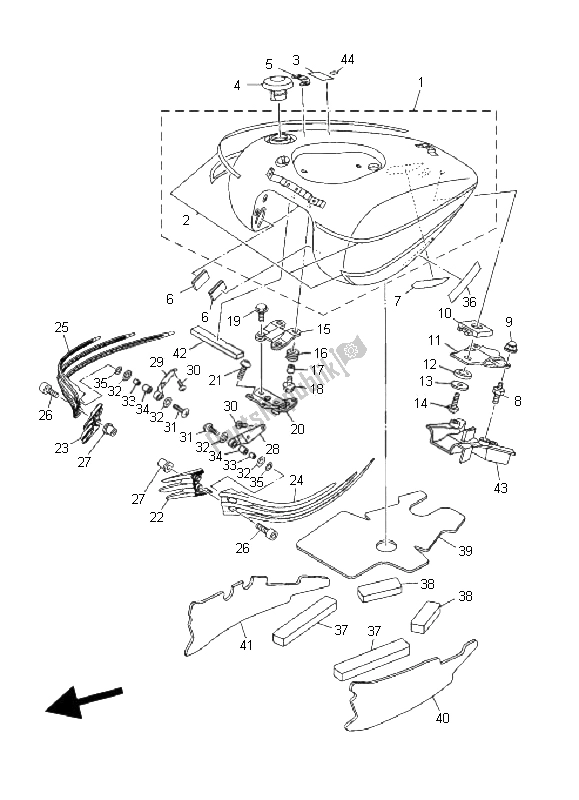 All parts for the Fuel Tank of the Yamaha XV 1900A Midnight Star 2008