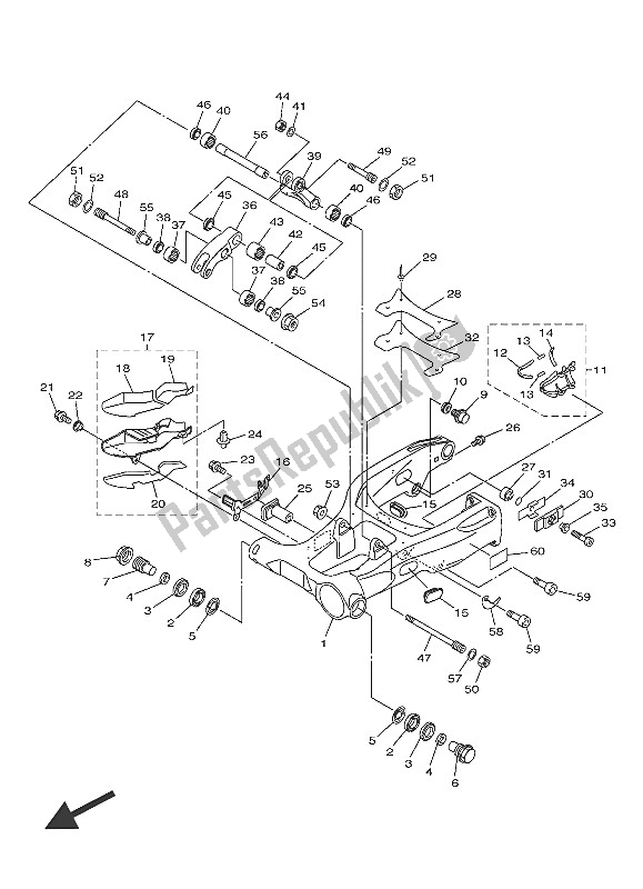 Toutes les pièces pour le Bras Arrière du Yamaha VMX 17 1700 2016