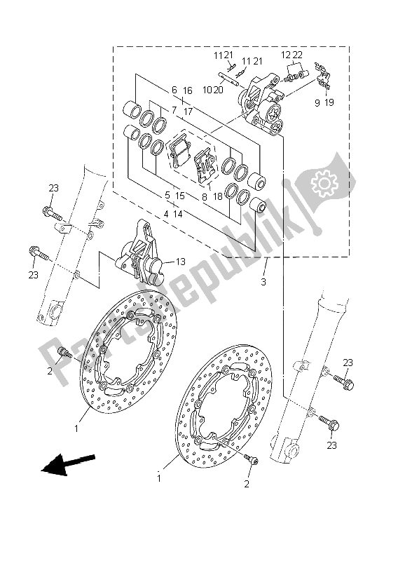 All parts for the Front Brake Caliper of the Yamaha TDM 900 2002