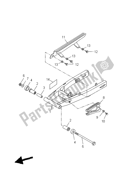 All parts for the Rear Arm of the Yamaha WR 125R 2009