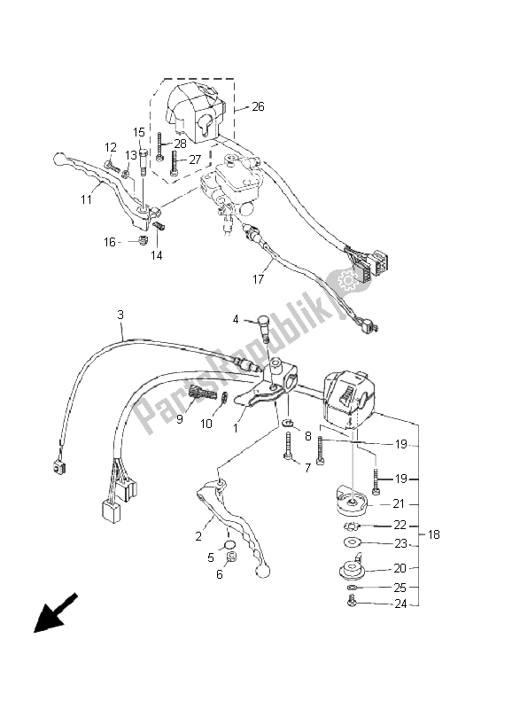 All parts for the Handle Switch & Lever of the Yamaha XVS 250 Dragstar 2001