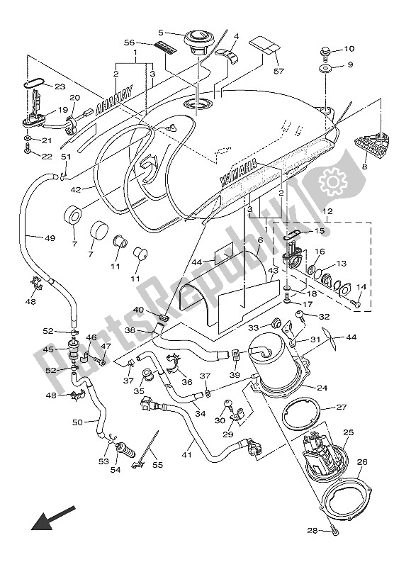 Todas as partes de Tanque De Combustível do Yamaha SR 400 2016