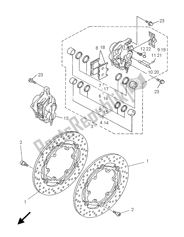 Todas las partes para Pinza De Freno Delantero de Yamaha BT 1100 Bulldog 2005