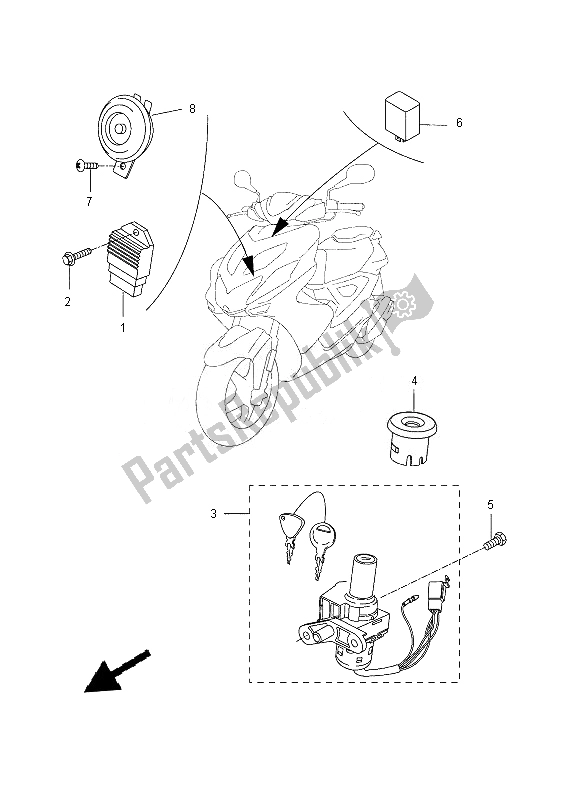 All parts for the Electrical 1 of the Yamaha NS 50 2013