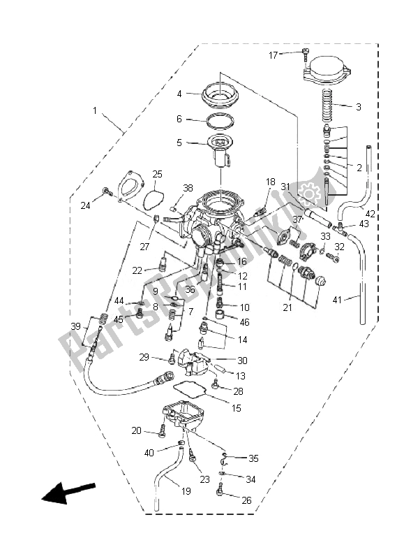 All parts for the Carburetor of the Yamaha YFM 350X Wolverine 2X4 2007