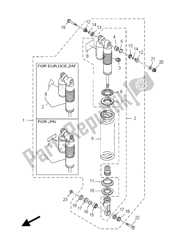 All parts for the Rear Suspension of the Yamaha YZ 125 2015