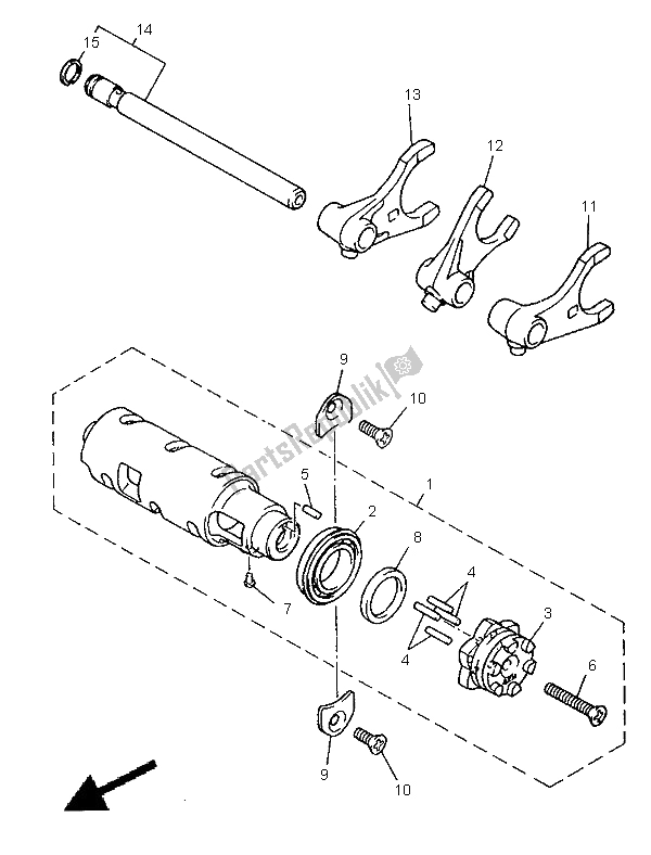 All parts for the Shift Cam & Fork of the Yamaha XJ 900S Diversion 1998