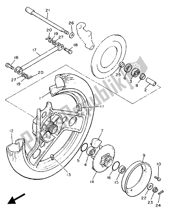 Toutes les pièces pour le Roue Arrière du Yamaha XJ 900F 1989