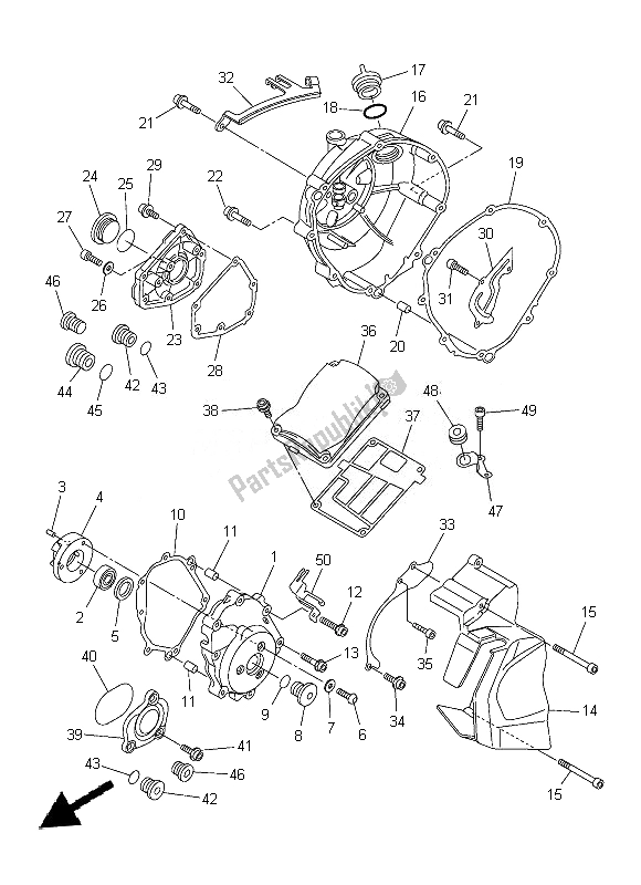 All parts for the Crankcase Cover 1 of the Yamaha FZ8 S 800 2014