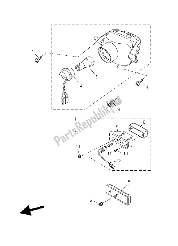 Tutte le parti per il Fanale Posteriore del Yamaha WR 125R 2009