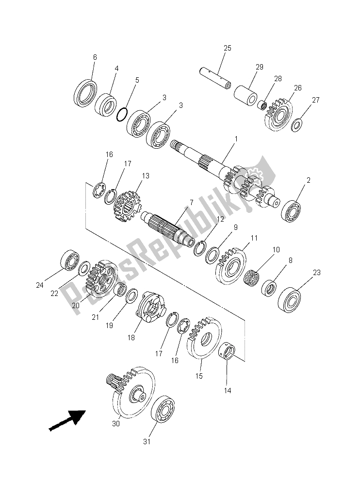 Alle onderdelen voor de Overdragen van de Yamaha YXM 700 ES Viking 2015