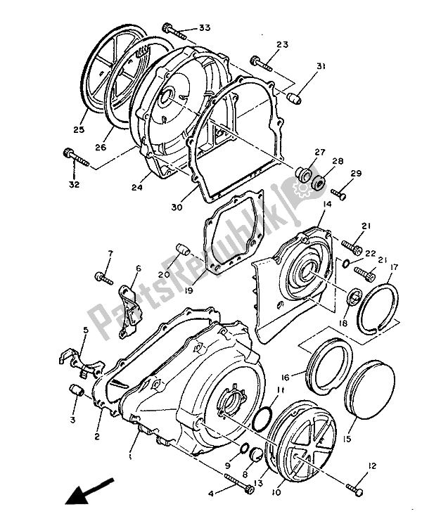 All parts for the Crankcase Cover 1 of the Yamaha V MAX 12 1200 1992