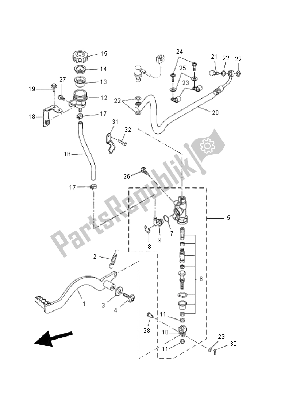 All parts for the Rear Master Cylinder of the Yamaha WR 125R 2011