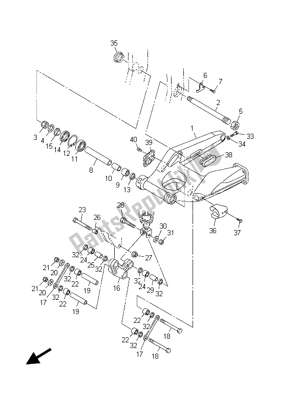 All parts for the Rear Arm of the Yamaha FJR 1300A 2003