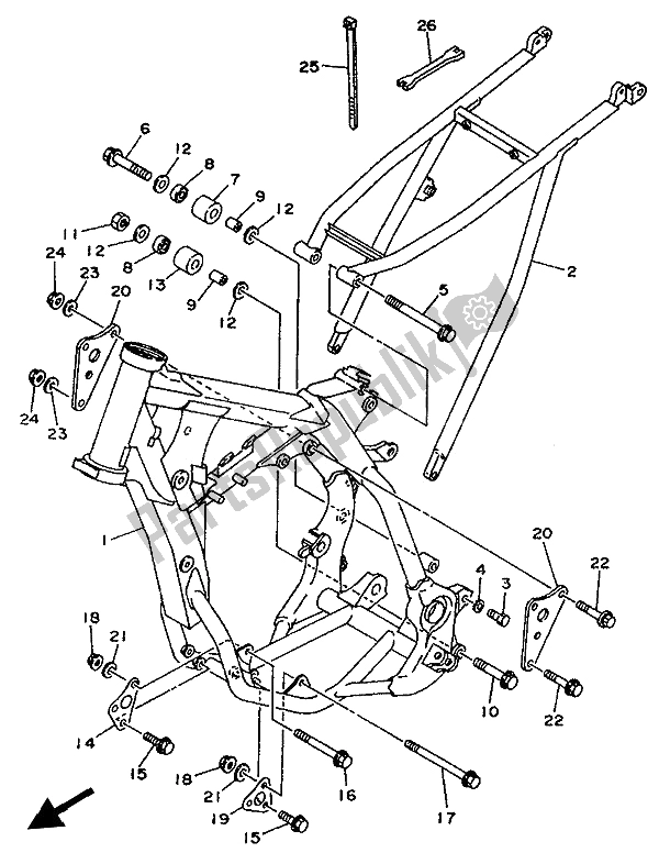 Tutte le parti per il Telaio del Yamaha YZ 125 LC 1993