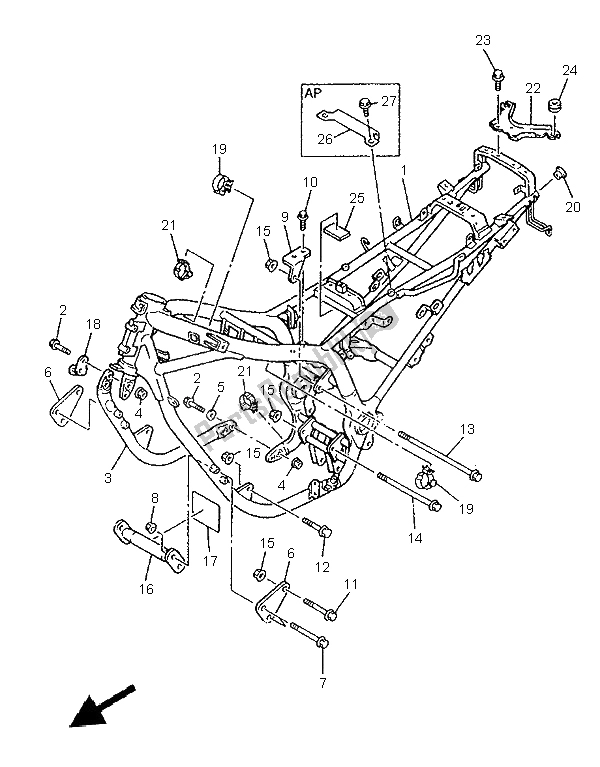 All parts for the Frame of the Yamaha XJ 900S Diversion 1997