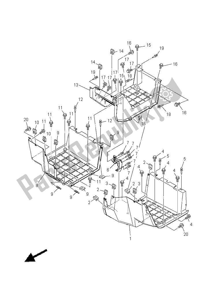 All parts for the Stand & Footrest of the Yamaha YXM 700E Yamaha Black 2015