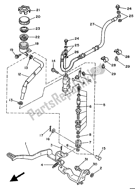 Toutes les pièces pour le Maître-cylindre Arrière du Yamaha XTZ 750 Supertenere 1992