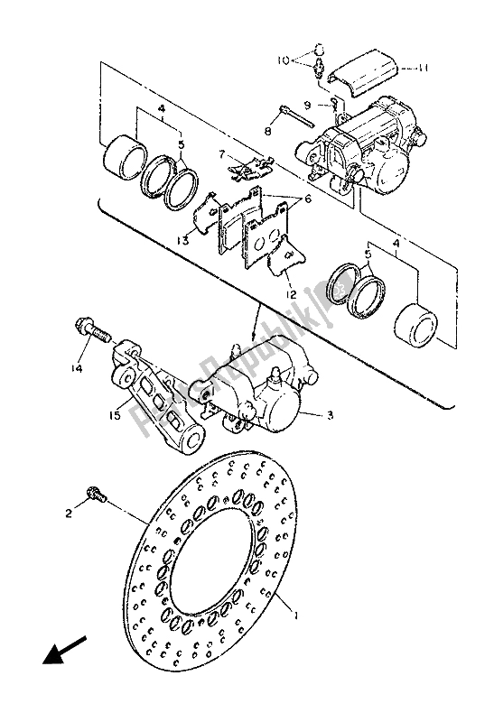 Toutes les pièces pour le étrier De Frein Arrière du Yamaha FZ 750 1987