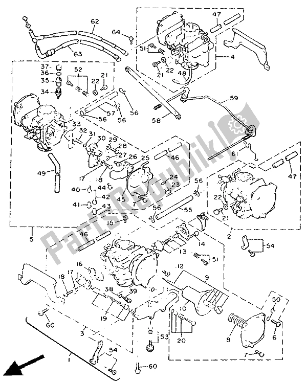 Toutes les pièces pour le Carburateur du Yamaha XVZ 13 TD Venture Royal 1300 1991